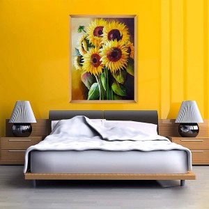 Sunflower Round Puv Laum Tsev Phab Ntsa Decor 5D Pob Zeb Diamond Painting Cov Khoom Siv