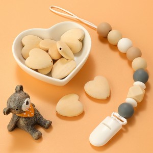 JWB006 Perlina in legno naturale a forma di cuore personalizzata fai-da-te per braccialetto