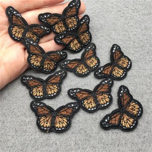 Hot sale colored iron on embroidered butterfly applique patch for woman clothes
