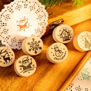 DIY christmas wood rubber stamps scrapbooking xmas party decoration