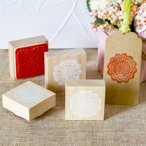 Wood block rubber stamp for scrapbooking cardmaking