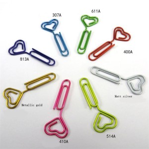 Wholesale promotional heart shape metal paper clip for craft