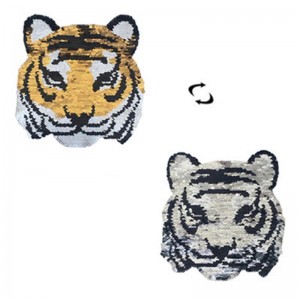 Glimmering Sequin Double Sided Flip Iron On Tiger Pattern For Sewing Accessories Clothe Decor