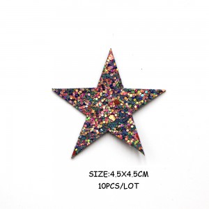Colorful Glitter Sequin Star Patches Iron On Sticker For Badge Clothes Bag DIY Craft Sewing Accessories