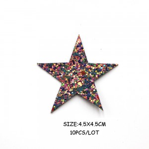 Warna-warni Glitter Sequin Star Patches Beusi Dina Sticker Pikeun Badge Baju Kantong DIY Karajinan Asesoris Jahit