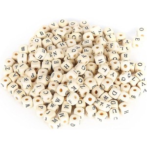 BWB004 Natural Wood Letter Beads Square Wooden Alphabet Beads rau DIY
