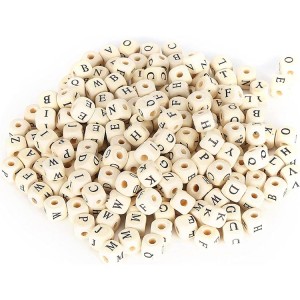 BWB004 Naturholz Letter Beads Square Wooden Alphabet Beads fir DIY