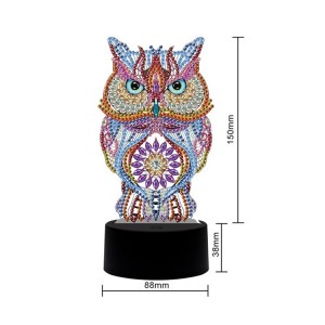 فيڪٽري جي قيمت Acrylic Owl Shaped LED Lamp DIY هيرا پينٽنگ LED لائيٽ گھر جي سجاڳي لاءِ