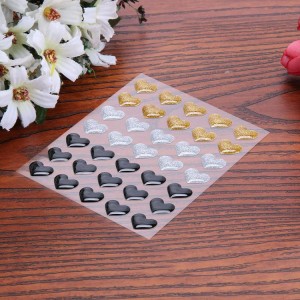 Wholesale colorful heart design self- adhesive glitter enamel sticker for craft