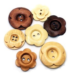 BWB005 DIY Craft Sewing Buttons Vintage Flower Wood Buttons para sa Dekorasyon