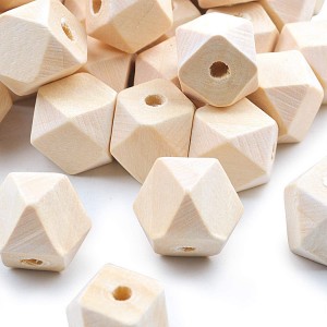 BWB005 Natural Geometric Wooden Beads Octagonal Wood Beads para sa Dekorasyon