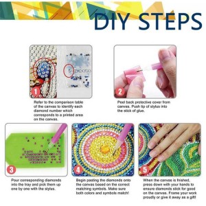 BA-818 DIY 5D Pob Zeb Diamond Painting Keychain 8 PCs Mandala Tsim Rhinestone Painting Key Chain Pendant Handicraft Key Chain for Art Craft Beginner Adults