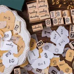 DIY numbers and letters wooden rubber stamps for scrapbooking