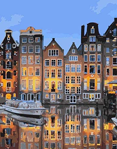 Buy Discount Masterpiece Paint By Numbers Factories –  Colorwork Paintwork Sunset in Amsterdam landscape design DIY painting by numbers for decoration – JS Crafts