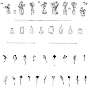 VCS-005 Paj vase pob tshab ntshiab thwj rau daim npav ua thiab duab album kho kom zoo nkauj, me cog vase roj hmab foob paj nplooj foob foob rau DIY scrapbook