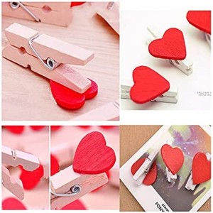 Cute Kawaii Love Hearts Wood Clips Kleeder Photo Paper Peg Pin Clothes Pin Craft Clips Party Dekoratioun