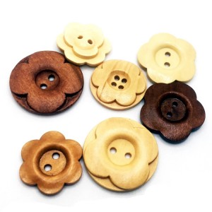 BWB005 DIY Craft կարի կոճակներ Vintage Flower Wood կոճակներ զարդարման համար