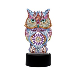 فيڪٽري جي قيمت Acrylic Owl Shaped LED Lamp DIY هيرا پينٽنگ LED لائيٽ گھر جي سجاڳي لاءِ