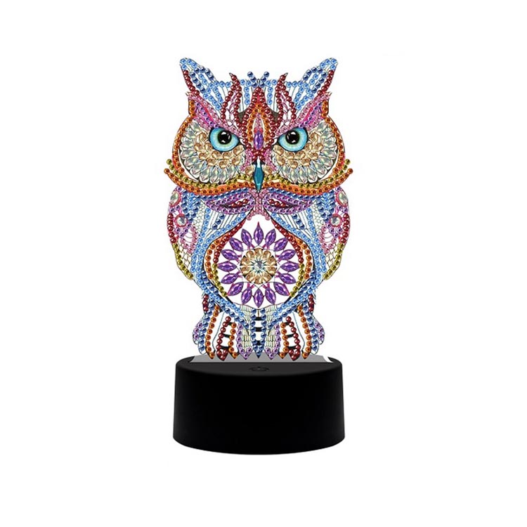 China wholesale Diamond Painting Suppliers –  Factory Price Acrylic Owl Shaped LED Lamp DIY Diamond Painting LED Light for Home Decoration – JS Crafts