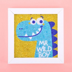 5D children diy hand craft lovely animal diamond drill painting photo frame for kids