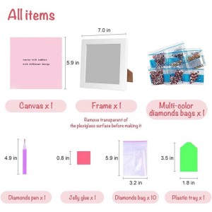 5D children diy hand craft lovely animal diamond drill painting photo frame for kids