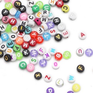 BAB006 DIY Plastic Letter Beads Round Acrylic Cov tsiaj ntawv hlaws rau cov hniav nyiaj hniav kub ua