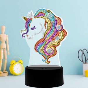 Гарм фурӯши Unicorn акрилӣ LED Шӯрои DIY алмос Ранг LED Light LED барои ороиши хона