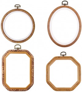 AEH220703- Embroidery Hoops Imitated Wood Plastic Display Frame Reusable Cross Stitch Hoop Ring for Art Craft Sewing