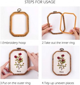 AEH220703- Embroidery Hoops Imitated Wood Plastic Display Frame Reusable Cross Stitch Hoop Ring for Art Craft Sewing