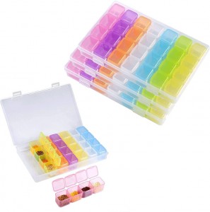 VDPSB-0005 Sino 28 Grids Justerbar Plast Förvaringslåda Smycken Nail Art Diamond Organizer Box Nail Art Container Pärlor Case