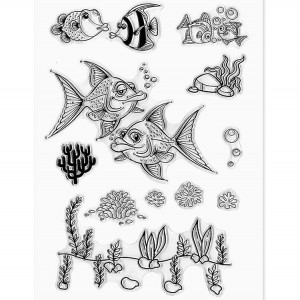 VCS-001 Seaweed ntses pob tshab ntshiab thwj rau daim npav ua scrapbook DIY kho kom zoo nkauj, Seaworld pob tshab ntshiab stamp