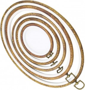 AEH220702- Bộ vòng thêu hình bầu dục Khung thêu chữ thập giả vòng gỗ