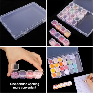 VDPSB-0001 Sino Crafts Plastic 28 Grids Nail Art Diamond Medicine Tools Organizer Case Bead Rhinestones Studs Dekorasyon Storage Box