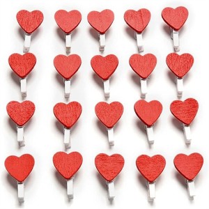Cute Kawaii Love Hearts Wood Clips Clothes Photo Paper Peg Pin Clothespin Craft Clips Party Decoration