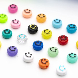 VB-003 14 color acrylic smiley beads for jewelry bracelet mhete Necklace craft Mobile Phone Pendant Making Kit (Multi-color)