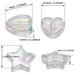 VB-004 Kuul yar yar oo akril ah 9mm luul wadnaha ah iyo 11mm kuul xiddigle ah oo dahab ah Samaynta silsiladda silsiladda dhegaha Qalabka silsiladda furaha ah Qalabka silsiladda ah ee DIY farshaxanimada maalinta Jacaylka hadiyadda dhalashada Kirismaska ​​(caddaan)