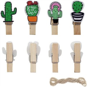 Mini Cactus wood clothespin floral decoration Wooden nail craft clip Photo cheat card photo jute pattern