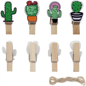 Mini Cactus wood clothespin floral decoration An bwa klou navèt clip Foto tronpe kat foto modèl jute