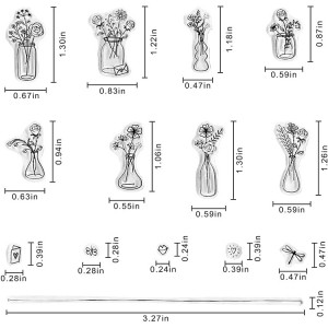 VCS-005 Paj vase pob tshab meej thwj rau daim npav ua thiab duab album kho kom zoo nkauj, me cog vase roj hmab foob paj nplooj foob foob rau DIY scrapbook