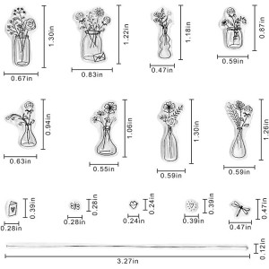 VCS-005 Stempel bening transparan vas bunga untuk pembuatan kartu dan dekorasi album foto, vas tanaman kecil segel karet segel daun bunga segel segel untuk buku tempel DIY