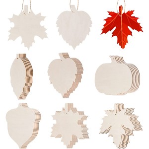 VWS-004 36 Thanksgiving custom wooden hollowed-out 6-inch Maple leaf pumpkin Wood-cut oak Blank wooden ornament Thanksgiving Fall decoration