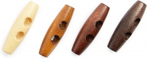 Wooden 2-Hole Toggle Buttons for Crafts, Knitting, Sewing