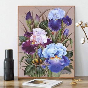 BA-017 Acrylic Paint by Numbers Painting Kit Home Wall Living Room Bedroom Decor Purple Iris Flowers