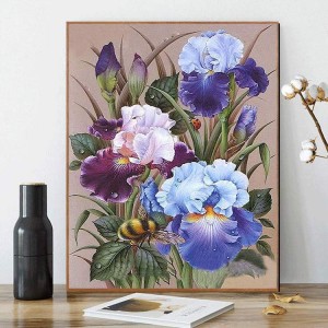 BA-017 Acrylmolen no Zuelen Painting Kit Heem Mauer Wunnzëmmer Schlofkummer Dekor Purple Iris Blummen