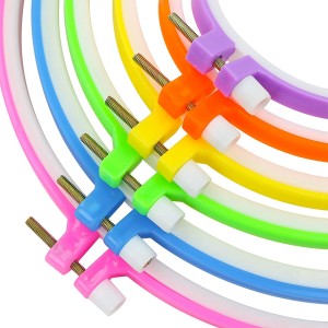 AEH220704-Plastic Circle Cross Stitch Hoop Nplhaib 3.4 nti txog 10.2 nti (Multicolor) rau Paj Ntaub thiab Hla Stitch
