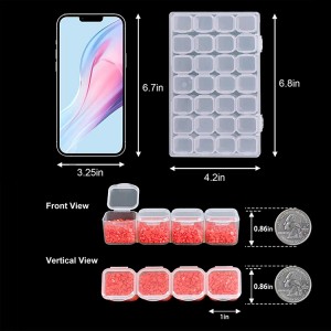 VDPSB-0001 Sino Crafts Plastic 28 Grids Nail Art Diamond Medicine Tools Organizer Case Bead Rhinestones Studs Decoration Storage Box