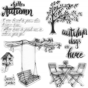VCS-002 DIY Autumn transparent clear stamp Silicone stamp card, sweet Garden swing transparent stamp, used for holiday card making decoration and DIY scrapbook album DIY craft