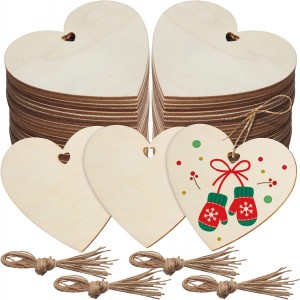 Unfinished Wood Heart Cutouts Tags ane Hole Blank Wood Yakarembera Mwoyo Pendant Ornaments