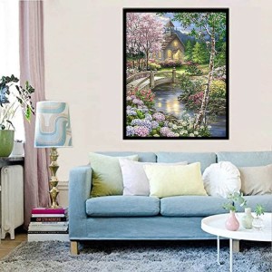 BA-019 DIY 5D Pob Zeb Diamond Painting los ntawm Cov Khoom Siv Txhuam Txhuam Round Pob Zeb Diamond Dots Painting nrog Pob Zeb Diamond rau Tsev Phab Ntsa Kho