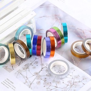 AWT004 Washi Tape,Multi-Colored & Gold Metallic Washi Masking Tape